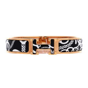 Hermes Narrow Clic H Bracelet Printed Enamel